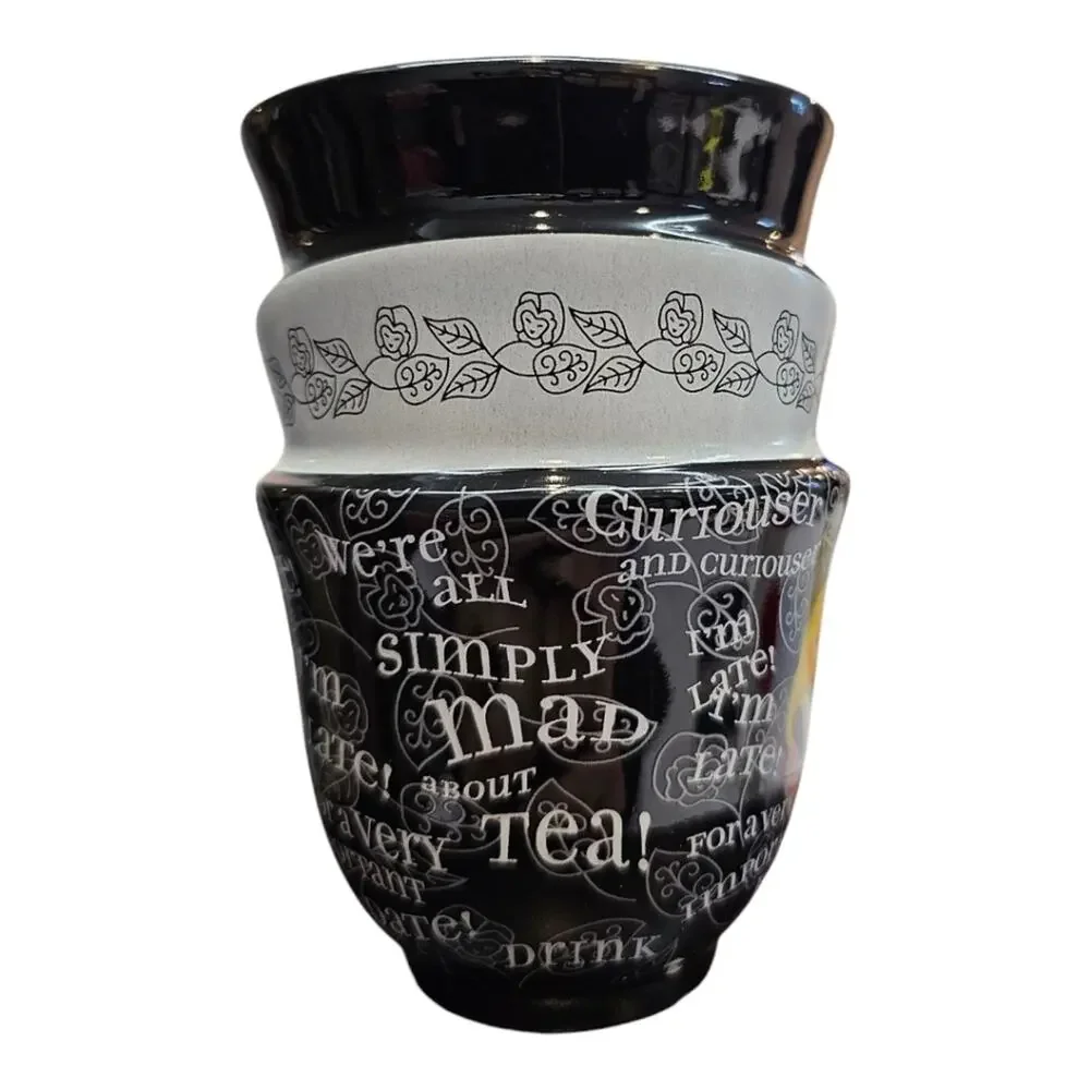 Disney Alice In Wonderland Triple Stacked Mad Hatter Black Coffee Mug